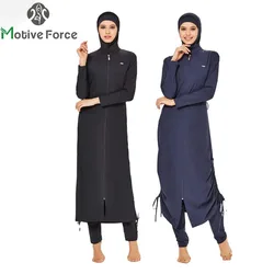 3PCS Musulmano Modesto Burkini Femmes Costumi da bagno Costume da bagno per le donne Abaya Hijab Islamico Manica lunga Copertura completa Ups Costume da bagno Swim