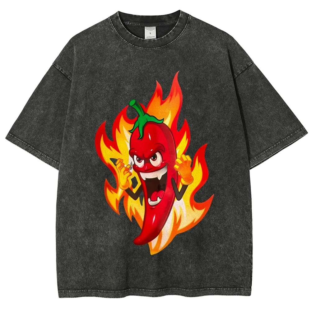 

Fun Devil Pepper Printed T-Shirt 2025 New Loose Casual Cotton Top Unisex Crew Neck High Quality Cotton Short Sleeve Summer
