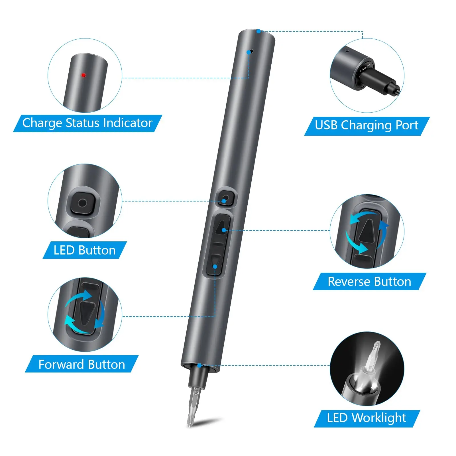 Mini Electric Screwdriver Set Precision 50 in 1 Multifunctional Power Repair Tool with Magnetic Torx Phillips Hex Drill Bit