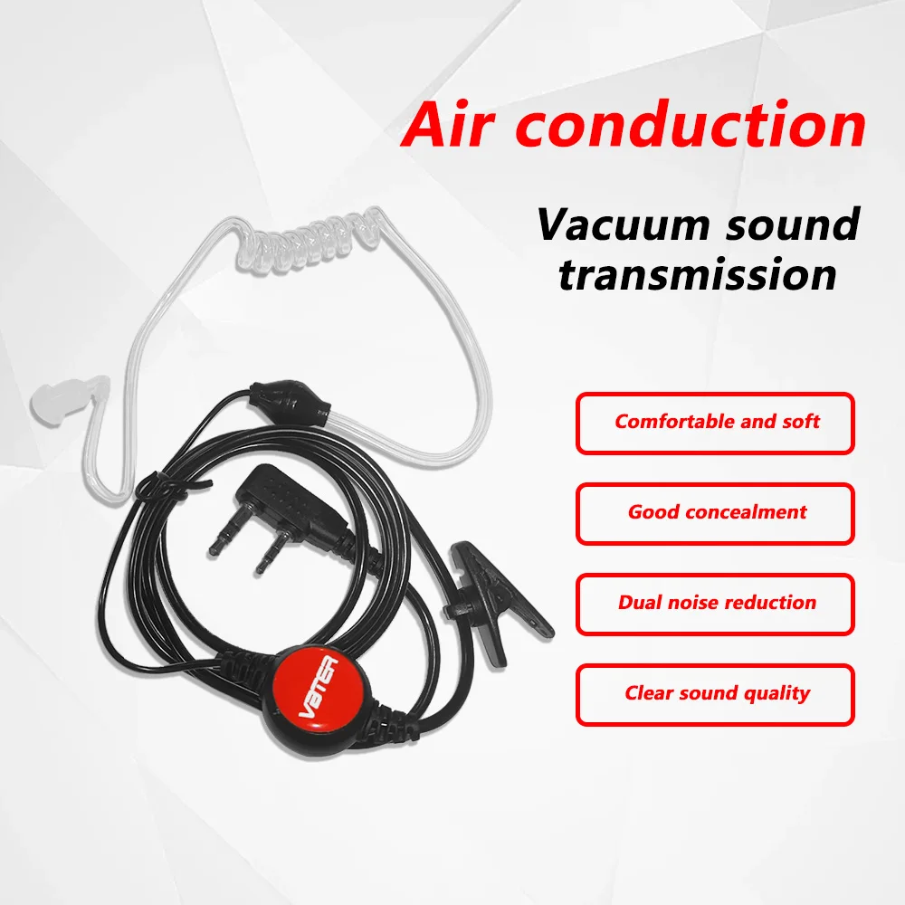 VBTER Acoustic Air Tube Walkie Talkie Headset 2 Pin K Plug PTT Mic For Baofeng UV-5R BF-888S Two Way Radio Accessories