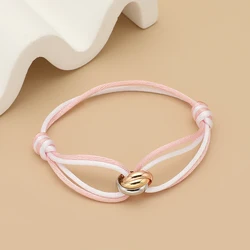 2025 Fashion Men Rope Bracelet Three Circles Creative Colorblock Braclet Homme Women Accessories Girlfriend Gift Pulseras Joias
