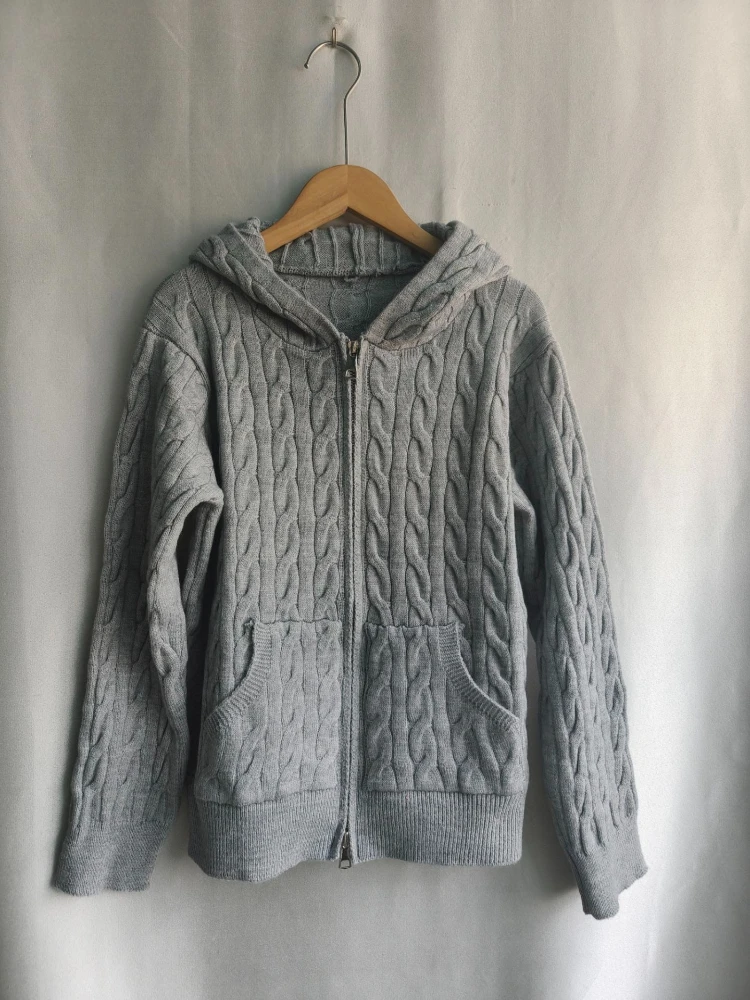 

Korean High Street All Match Knitted Zipper Design Cardigan Y2k 2000s Popular Casual Lazy French Clothes Cool Girl Punk Sweters