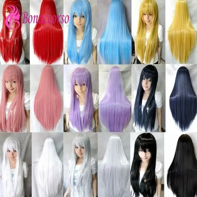 

Cosplay Colorful Long Straight Wig Anime Coser Heat Resistant Fiber Synthetic Wig Cute Girl High Quality Wig Halloween Party