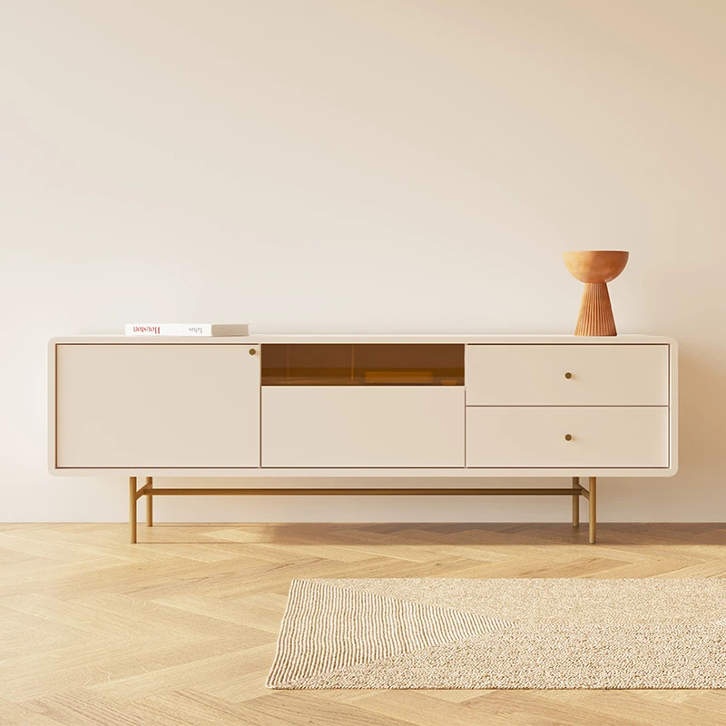 

Тумба под ТВ с белой подставкой, современный журнальный столик из массива дерева, комбинированный напольный шкаф для гостиной, простой домашний шкаф