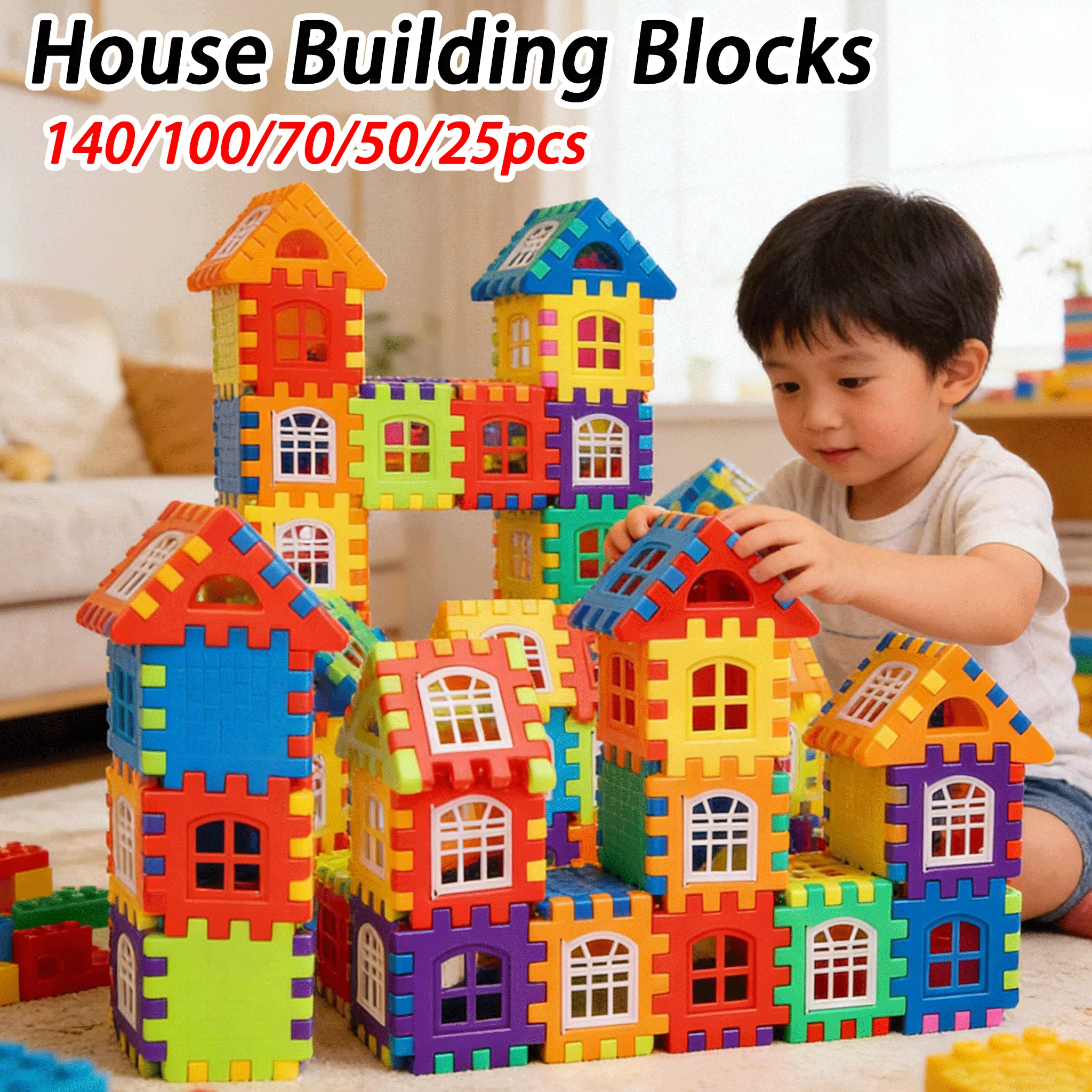 

Набор строительных блоков 140-25 шт. с имитацией окон, развивающая конструкторная игрушка для детского сада, STEM-игрушка для детей, подарок