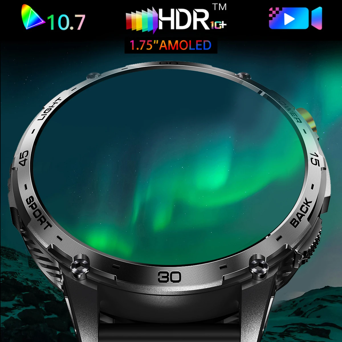 1,75-дюймовый AMOLED-экран для мужчин и женщин, уличный фонарик, умные часы с синим зубом, спортивный фитнес-трекер, монитор здоровья, умные часы