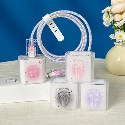 5pcs Butterfly Charging Data Cable Protector For iPhone 18w/20w Charger Protective Cover Winder Accessories