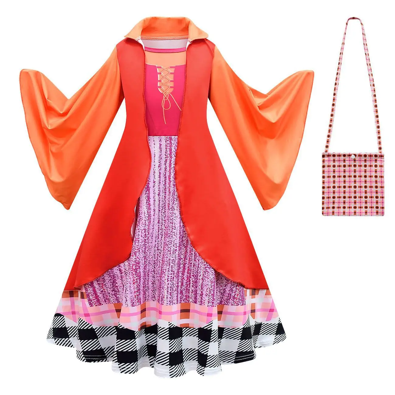 Niedriger Preis heißer Verkauf Hocus Pocus 2 Sanderson Schwestern Cosplay Orange Vintage Kleid Kostüm Halloween Kind