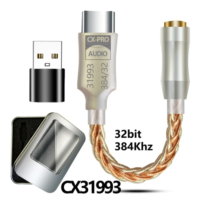 

Звуковой адаптер USB C на 3,5 мм Адаптер USB C для наушников 32 бит 384 кГц CX31993 ЦАП K1KF