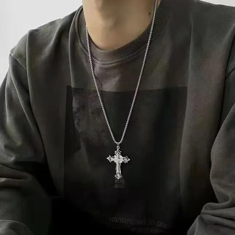 عالية الجودة الصليب التيتانيوم الصلب غير يتلاشى قلادة الاستبداد والعصرية الرجال الهيب هوب سلسلة بدلاية جديد وسيم الرجال النساء #6