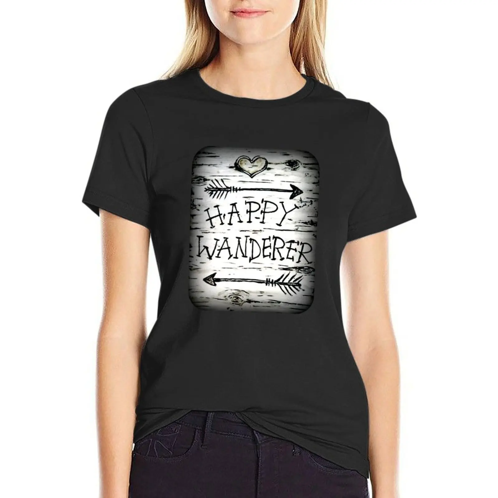 Happy Wanderer / Wanderlust / Traveller / Van Life Birch Bark Arrows Hiker Adventure T-Shirt