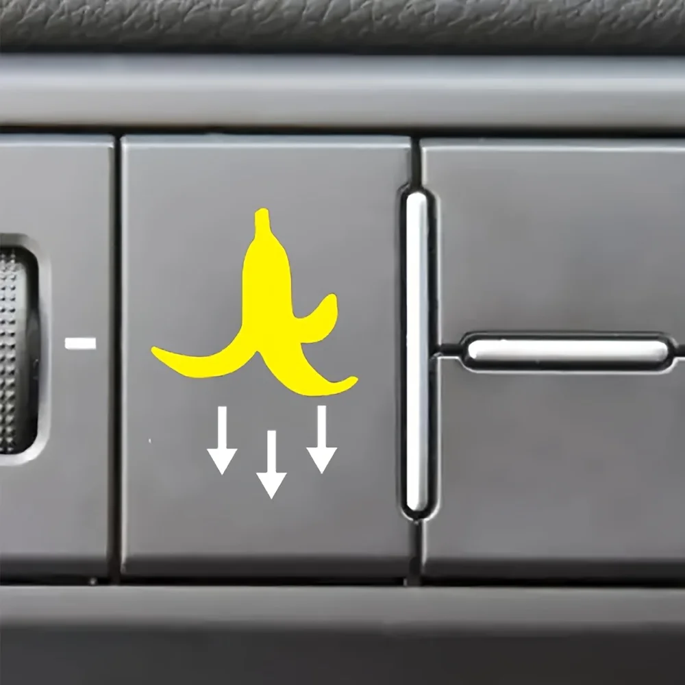 

Polyethylene Terephthalate Banana Decal for Car Blank Button, Fantasy Themed, Reusable on Glass & Metal Surfaces, Pack of 2