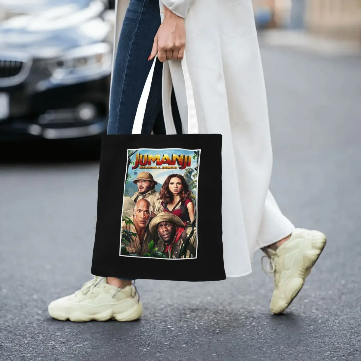 

Jumanji Shopping Bags Folding Canvas The Tote Bag Girls Shoulder Tote Travel Handbag