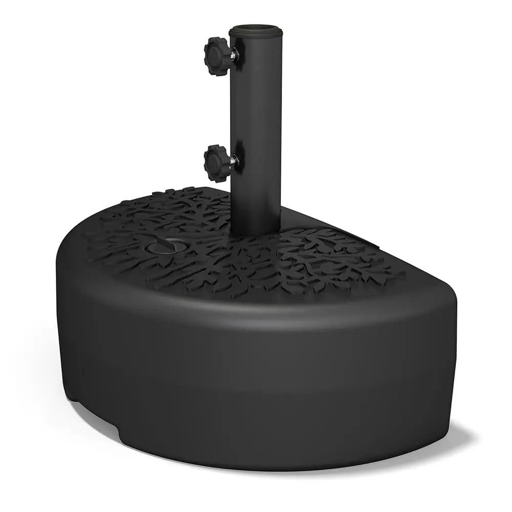 

73 Lb Heavy Duty Half Round Umbrella Base, Plastic Water And Sand Fillable Outdoor Stand Weight For Patio Market Table