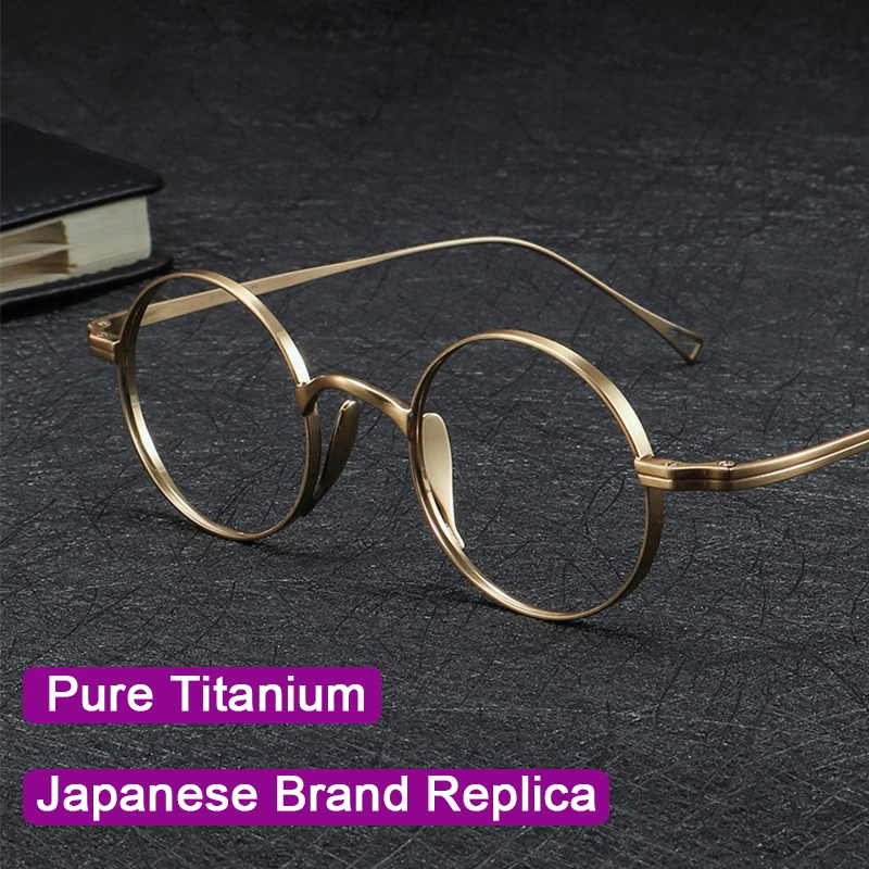 Japanese Style Handmade Replica Retro Round Glasses Frames KMN99 Men Pure Titanium Eyeglasses Luxury Anti Blue Light Eyewear