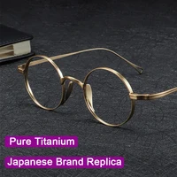 Réplica de gafas redondas Retro hechas a mano de estilo japonés, monturas KMN99 para hombres, gafas de titanio puro, gafas de lujo antiluz azul