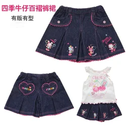 2024 Girls Pants Pianist Children's Clothes Japan Cartoon Cute Bunny Love Embroidery Lace Shorts Summer