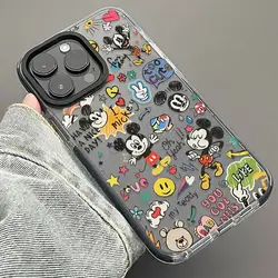 Disney Mickey Minnie Mouse Happy Music Etui na telefon do iPhone'a 16 15 14 13 12 11Pro Max 7 8 Plus XR XS MAX Mini Y2K Niegrzeczny pokrowiec