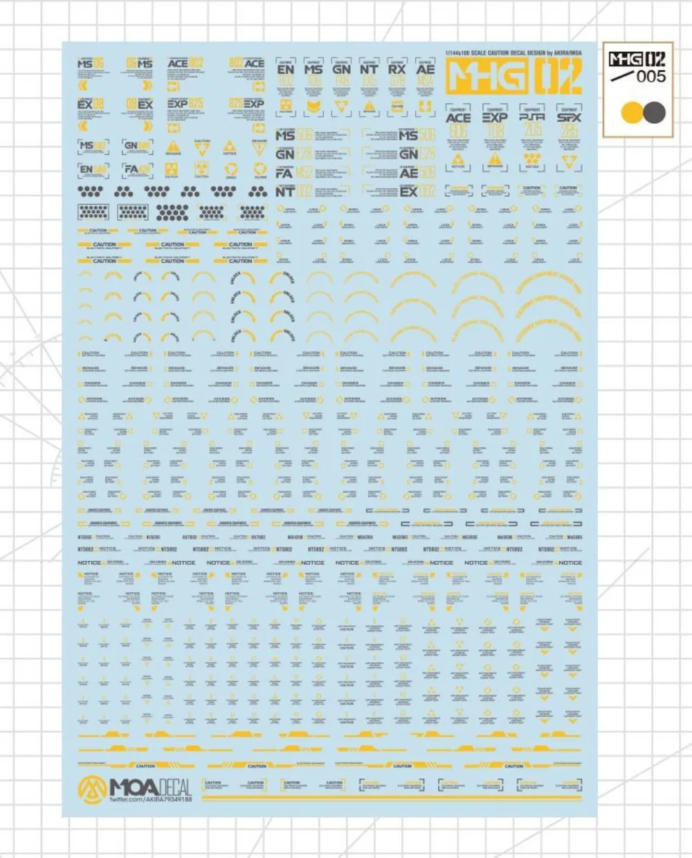 Hobby Mio MHG02 Hoge Precisie Model Water Slide Decals 1/144 1/100 Schaal Universele Waarschuwingsbord Decal voor Gunpla DIY Model Tool