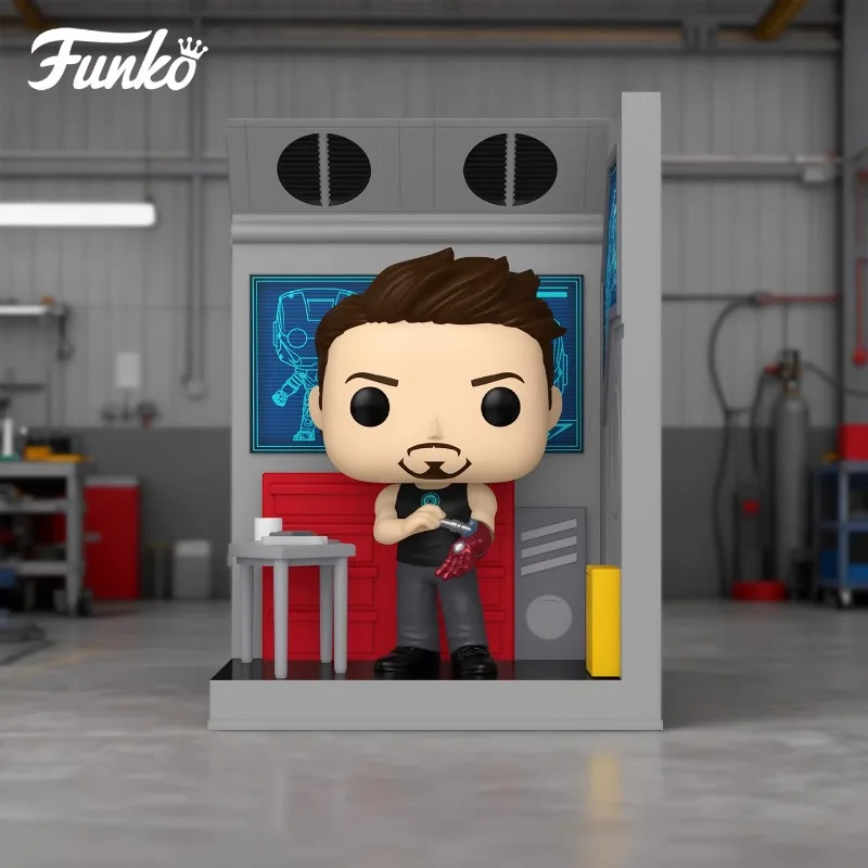 

Genuine Edition FUNKO POP《Iron Man 3D Scene: Tony's Garage》Anime Action Desktop Decoration Ornament Model Toys Collectible Model