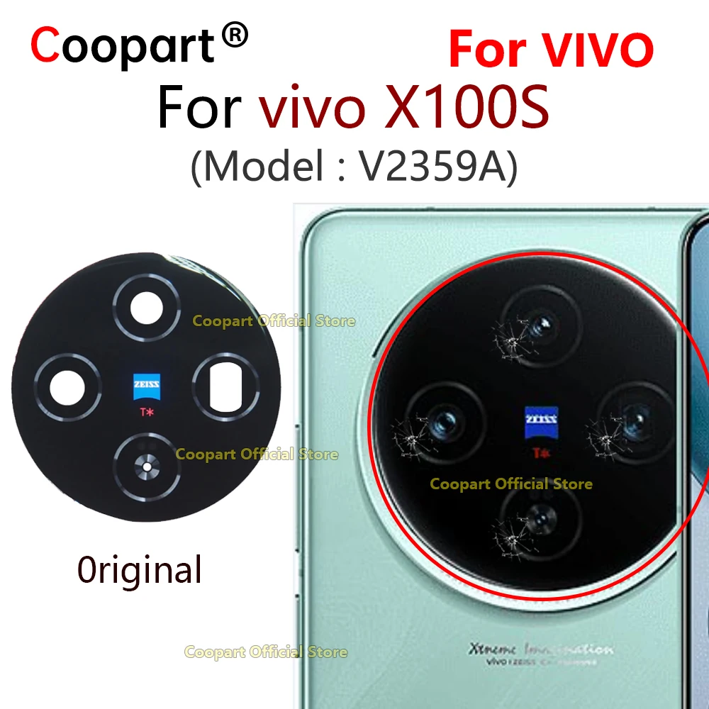 

New Coopart стеклянная крышка объектива задней камеры для vivo X100s V2359A с клейкой наклейкой, запасные части