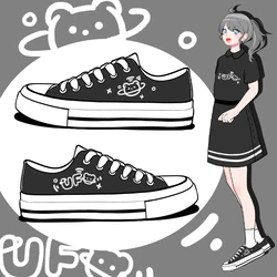 Amy and Michael Oringinal Design Cute Anime Graffiti Canvas Shoes Girls Students Teens Flat Casual Athletic Sneakers Low Tops