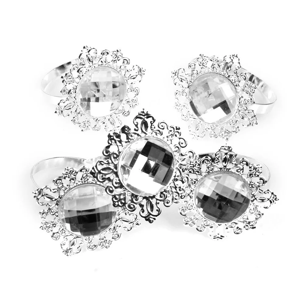 

12 Pcs Dining Table Dinner Party Napkin Holders Silver Rings Decoration Wedding