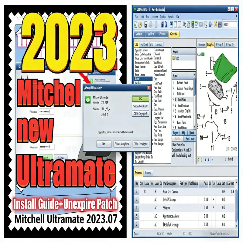 Software de Reparación de Automóviles Mitchell Ultramate 2023.07 SISTEMA DE ESTIMACIÓN AVANZADO COMPLETO + Parche para Eliminar la Fecha de Caducidad + Guía de Instalación en Video