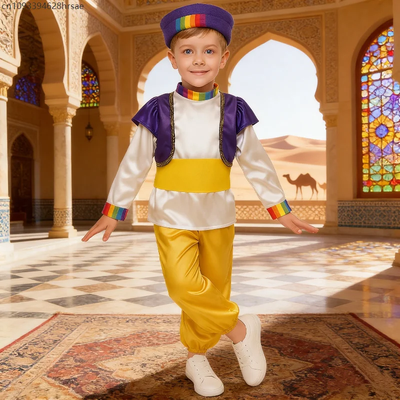 

Prince Costume Set for garçon Arabian Cosplay Outfit Carnival Party World Book Day School Stage Performance enfant Dress Up