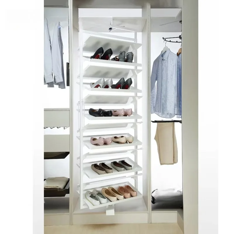 خزانة غرفة النوم، منظم تخزين رف الأحذية الدوار الناعم #5