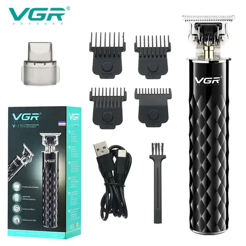 VGR V-170 T 블레이드 방수 금속 수염 트리머 남성용 전문 충전식 전기 무선 머리 깎기 트리머