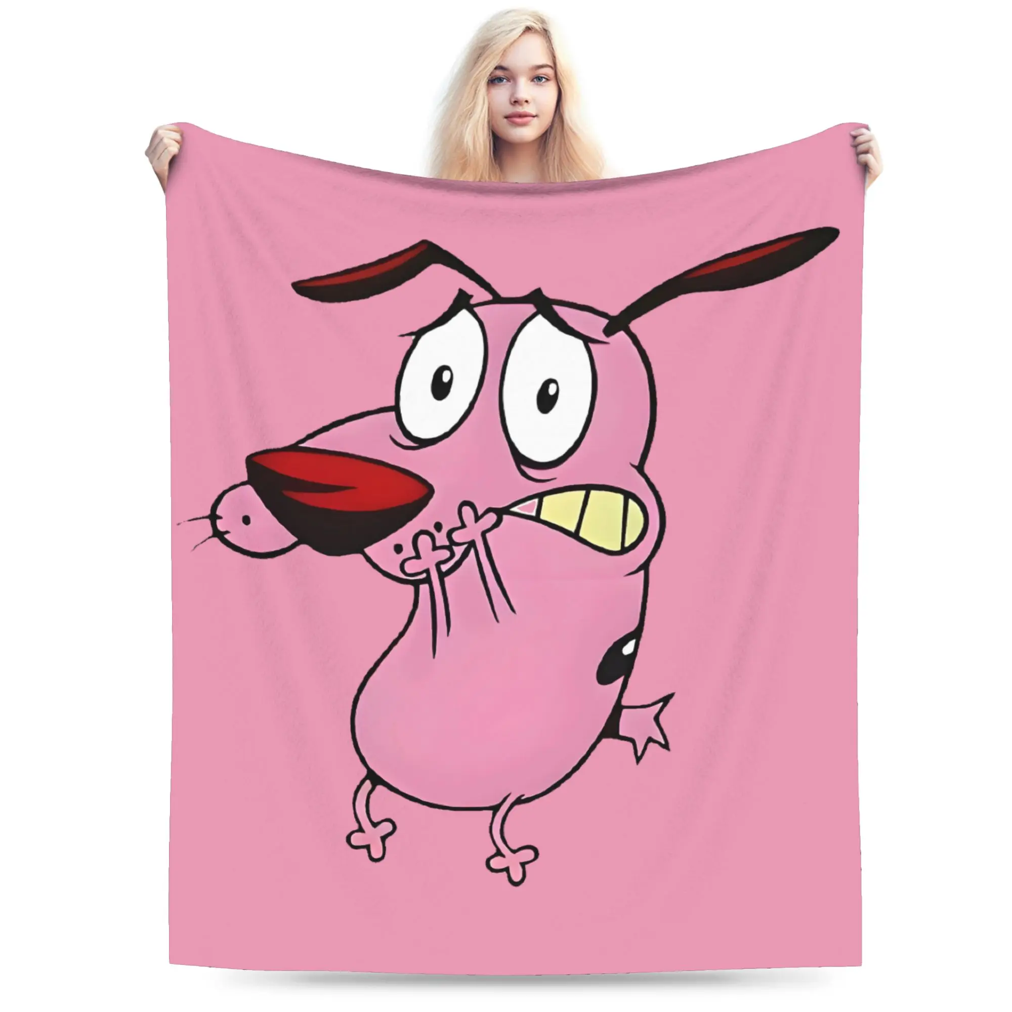 Custom Cobarde Blanket 3D Printed Soft Flannel Fleece Warm Courage Cowardly Dog Throw Blankets for Travel Bed Couch Bedspreads