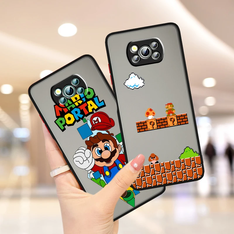 

Supers M-Marios Cute Art Frosted Translucent For Xiaomi Mi Poco X5 X4 X3 M6 M5S M5 M4 M3 F5 F4 F3 GT Pro 5G Funda Phone Case