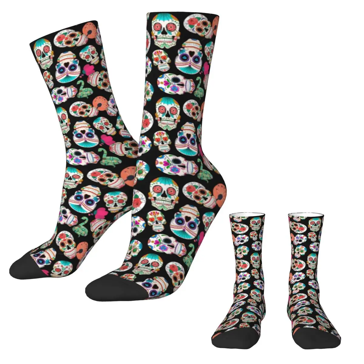 Colorful Sugar Skull Socks Day Of The Dead Elegant Stockings Female High Quality Cycling Socks Autumn Custom Anti Slip Socks