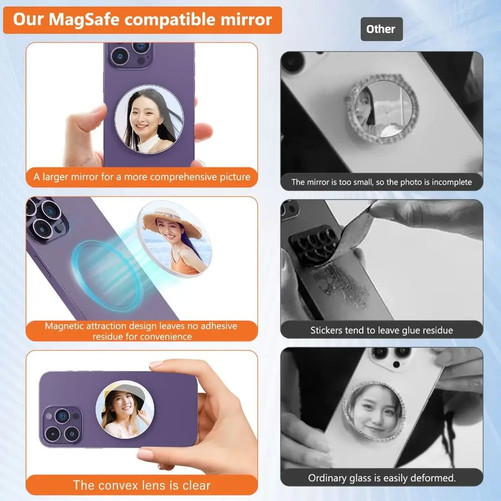 Magnetic Magnetic Beauty Mirror Smartphone Video Selfie Selfie Mirror Accessories Streaming Selfie for iPhone 16/15/14/13/12