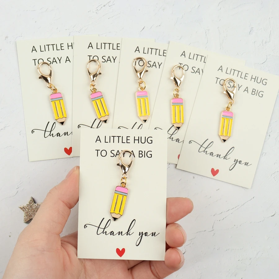 3 Pieces/6 Pieces of Creative Pencil Keychains, with Accompanying Thank You Cards, Used as Decorative Hangings for Pencil Cases, Backpacks, Coin Purses, Etc., Friendship Gifts, Teacher Gifts, School Enrollment Gifts, Small Pendants for Learning Achievement Rewards, Perfect Inspirational and Thank You Gifts for Teachers, Classmates, and Family and Friends