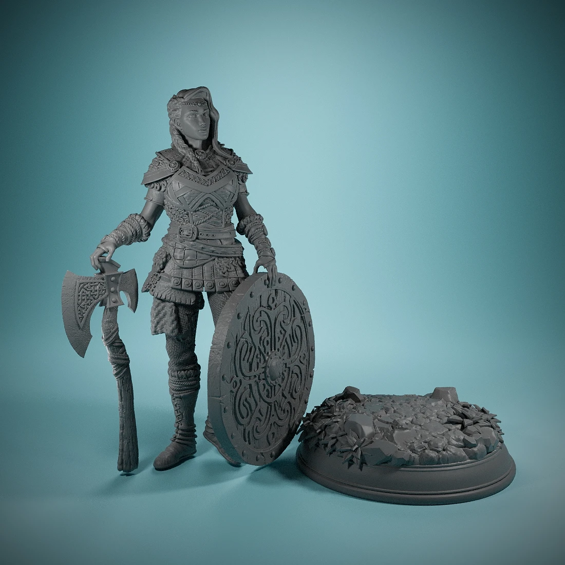 Elite Shieldmaiden Freya o Temido D & D Miniatura Resina Tabletop Miniaturas, perfeito para jogos de mesa e RPG