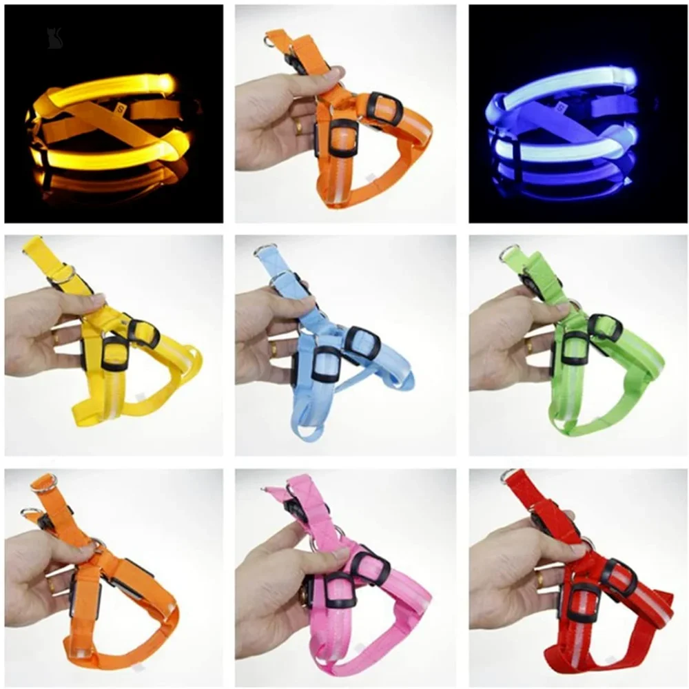 Dog Harness for Night Safety LED Luminous USB Pet Chest Strap for Medium Large Dog Rechargable Glowing Harness Dog Accessories