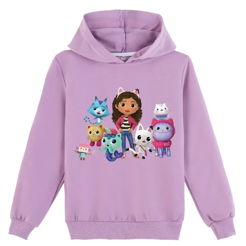 Товары в стиле аниме Gabby Doolhouse, детские пальто с длинными рукавами, свитшот с героями мультфильмов Габби и кошек для маленьких девочек, повседневная верхняя одежда для мальчиков-подростков