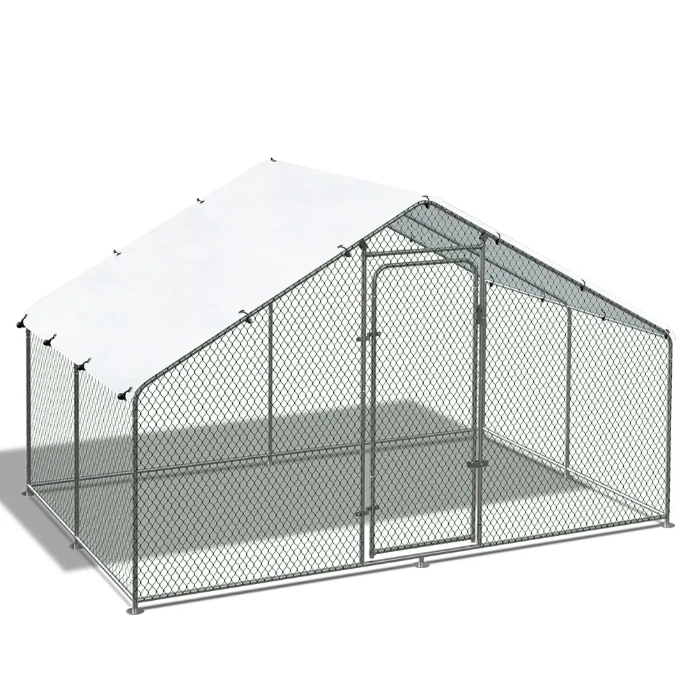 Chicken Coop with Roof Cover Heavy Duty Animal Cages Rabbit Hutch Chicken Cage Galvanized Chicken Run Metal Print Small Animals