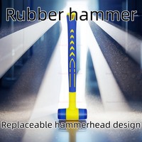 25 35 45mm Rubber Hammer Double Face Soft Touch Multi Purpose Hand Tool with Black Plastic Coated Grip for DIY Home Repair