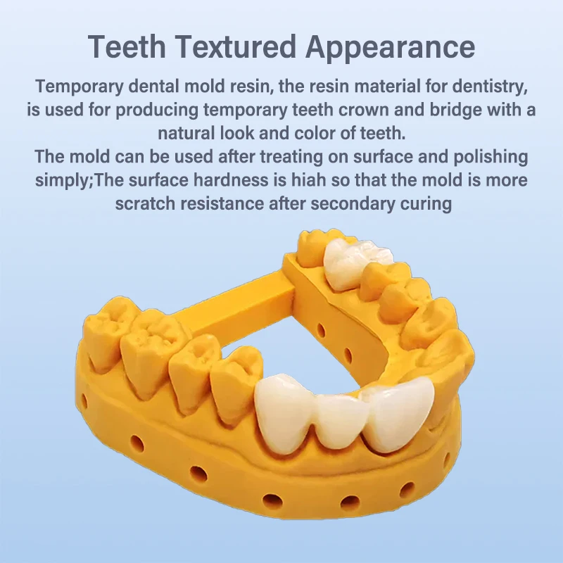 Antinsky Temporary Dental Model Resin for DLP LCD 3D Printer Resin 405nm High PrecisionTeeth Textured Appearance 0.5kg