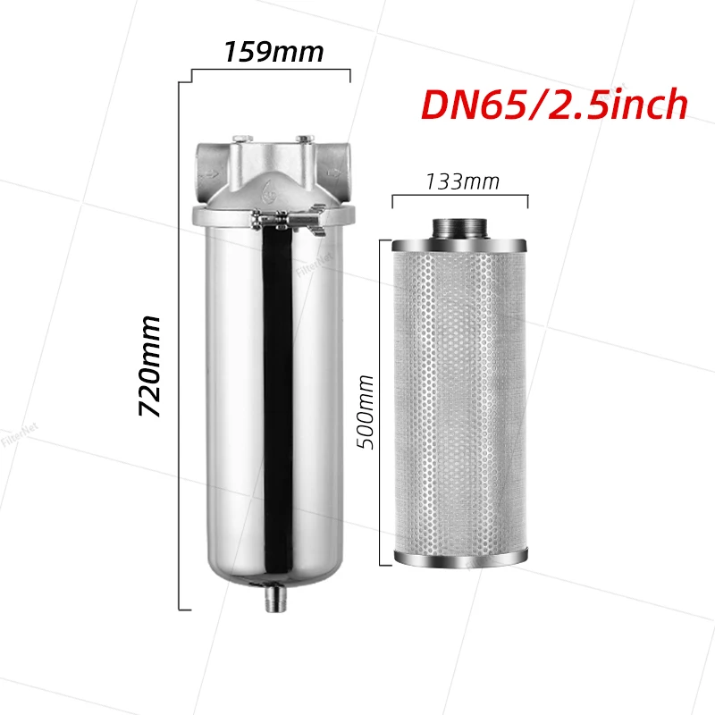 

2.5inch diameter, 20inch jumbo stainless steel filter housing pre-filter water purifier with stainless steel filter element