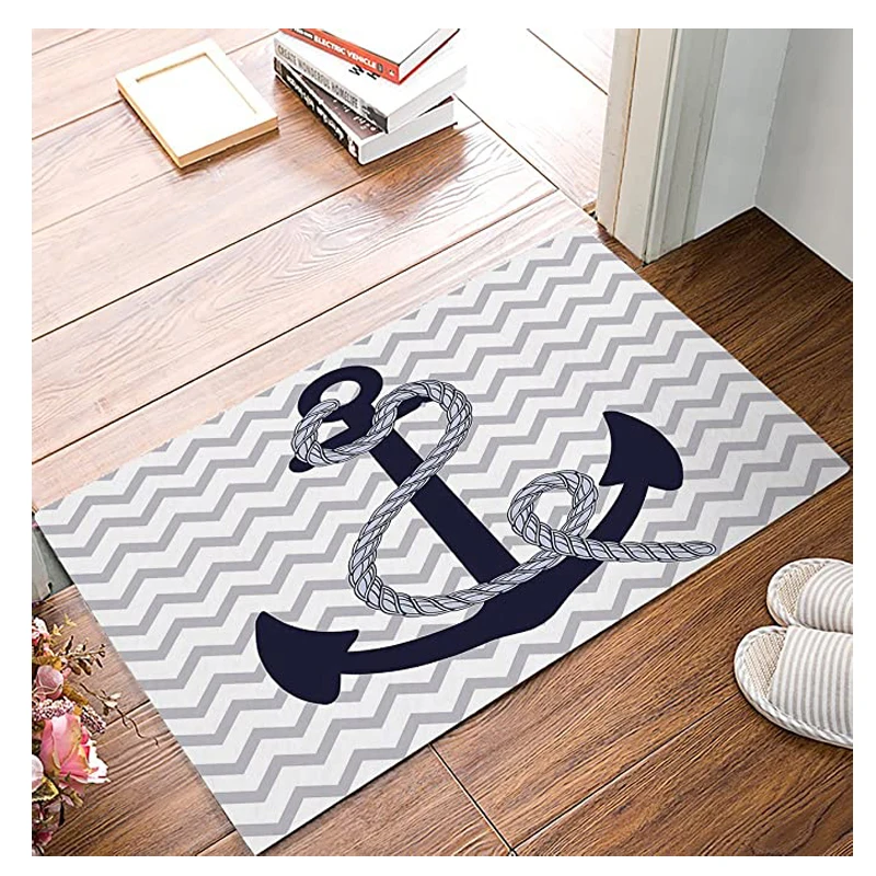 Indoor Door Mat Welcome Mat Bath Mat Entrance Rug Floor Mats Shoe Scraper Doormat, Nautical Anchor【Indoor use only】