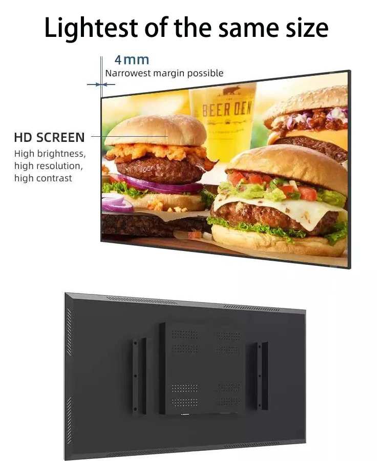 Factory Direct 2026 Alihh 2025 32 Digital Signage and Display Frameless Vertical LCD Menu Board Android Coffee Shop Indoor Hotel