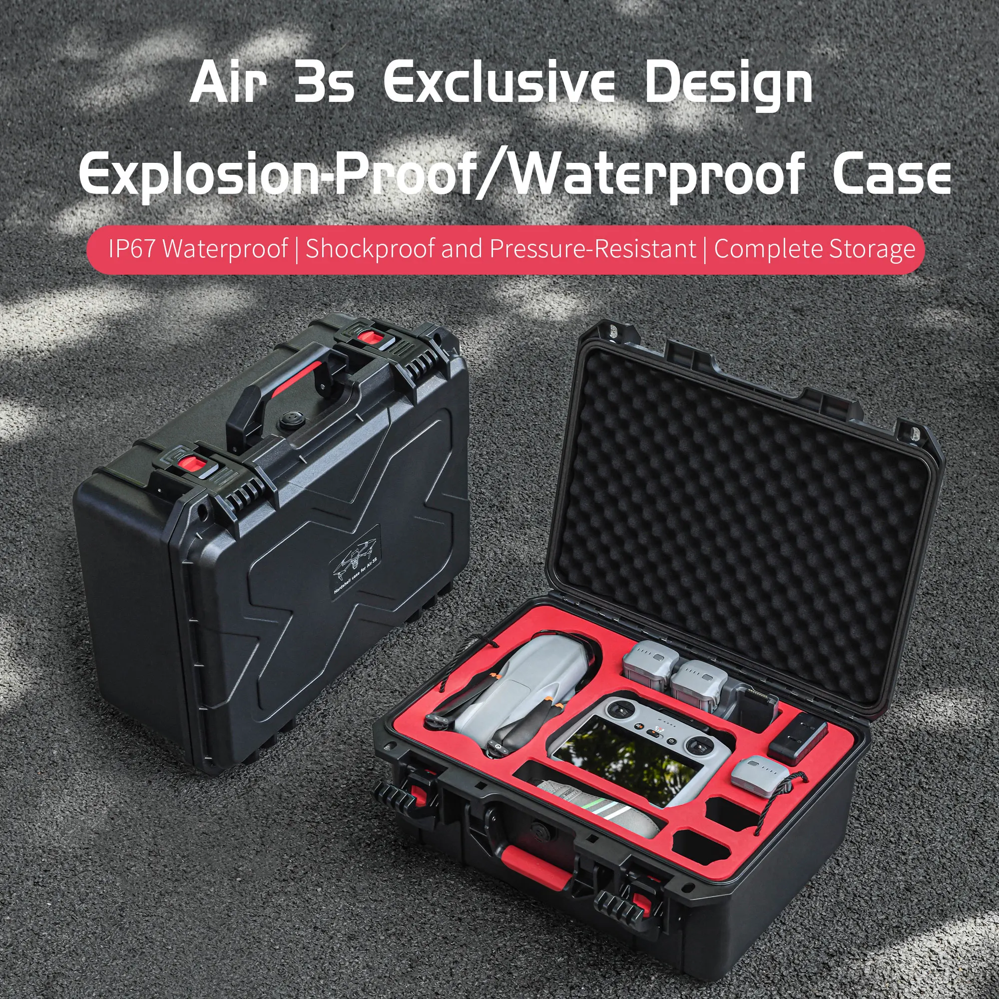 

STARTRC PHOTO Dual Layer Waterproof Carrying Hard Case for DJI Air 3S Fly More Combo RC 2/RC/RC-N3/N2 Controller Accessories