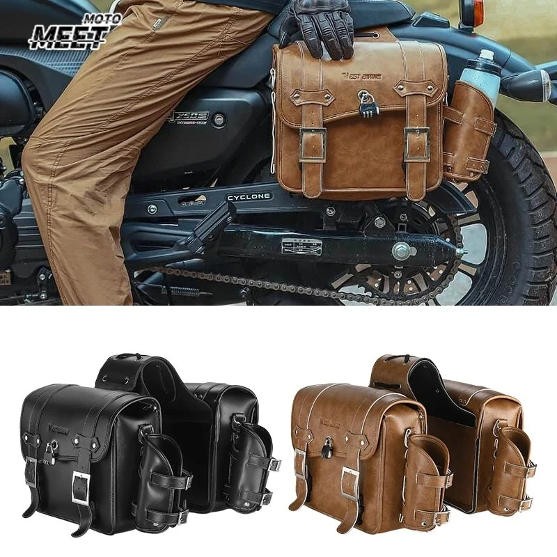 

Мотоциклетные винтажные кожаные сумки-седельные кофры 16 л, большой вместимости, запчасти и аксессуары для мотоциклов, боковая сумка для велосипеда