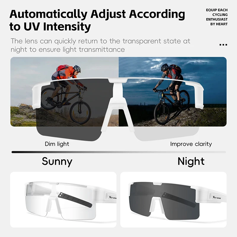 WEST BIKING Polarized Square Sunglasses Men Photochromic Cycling Fit Over Myopic Glasses Driving Fishing UV400 Bicycle Goggles