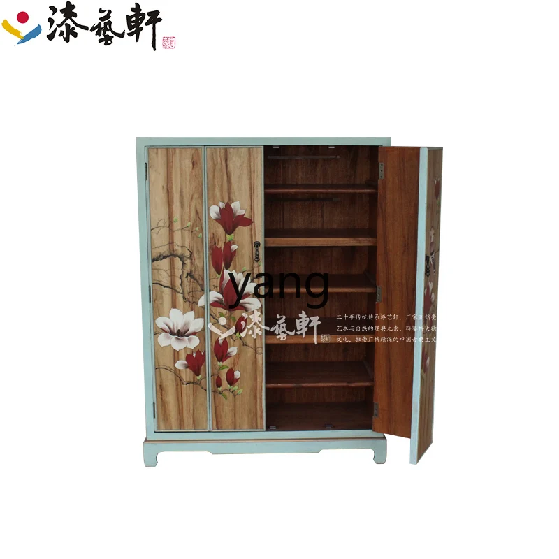 

LXL Minimalist Chinese Style Painted Hallway Shoe Cabinet Solid Wood Decorative Partition Storage Sideboard Cabinet