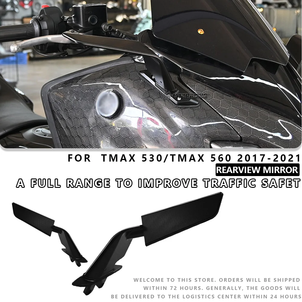 

MTKRACING For YAMAHA TMAX 530/TMAX 560 2017-2021 Motorcycle Invisible Rearview Mirror Sport Wing Adjustable Side Pro Taper Grips